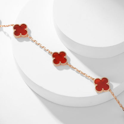 [Max Jewelry ]CLOVER 10 MOTIFS CARNELIAN NECKLACE