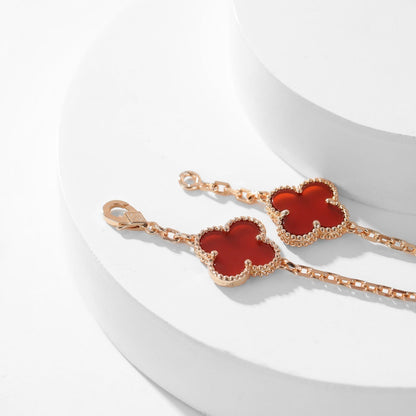 [Max Jewelry ]CLOVER 10 MOTIFS CARNELIAN NECKLACE