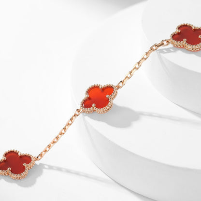[Max Jewelry ]CLOVER 10 MOTIFS CARNELIAN NECKLACE