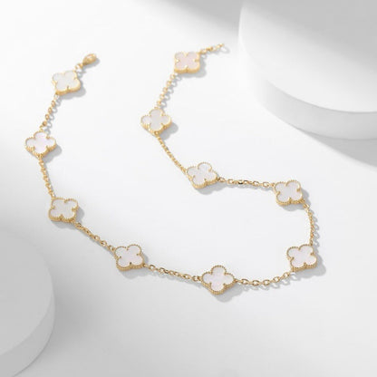 [Max Jewelry ]CLOVER 10 MOTIFS WHITE MOTHER OF PEARL NECKLACE