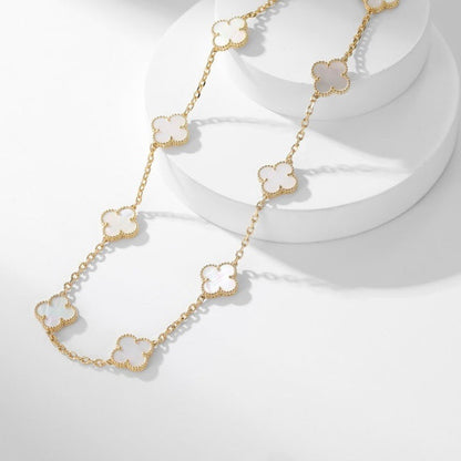 [Max Jewelry ]CLOVER 10 MOTIFS WHITE MOTHER OF PEARL NECKLACE