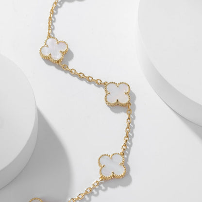 [Max Jewelry ]CLOVER 10 MOTIFS WHITE MOTHER OF PEARL NECKLACE