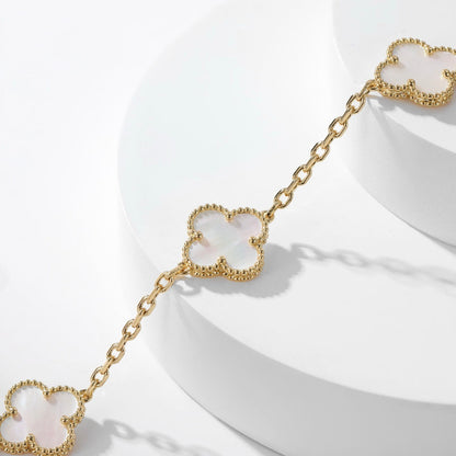 [Max Jewelry ]CLOVER 10 MOTIFS WHITE MOTHER OF PEARL NECKLACE