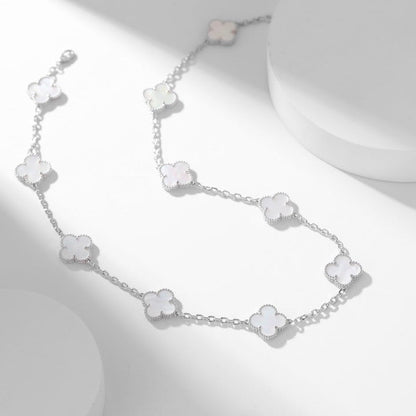 [Max Jewelry ]CLOVER 10 MOTIFS WHITE MOTHER OF PEARL NECKLACE
