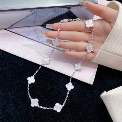 [Max Jewelry ]CLOVER 10 MOTIFS WHITE MOTHER OF PEARL NECKLACE