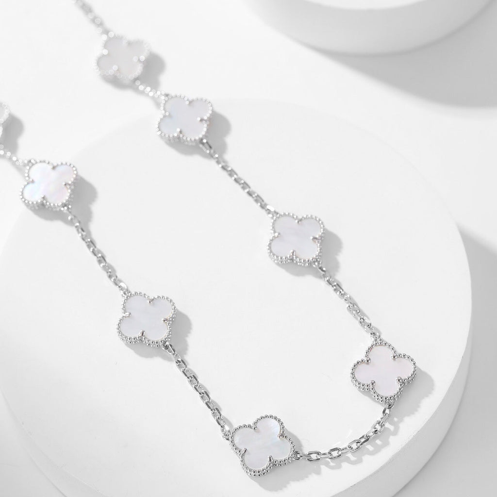 [Plus&Max]CLOVER 10 MOTIFS WHITE MOTHER OF PEARL NECKLACE