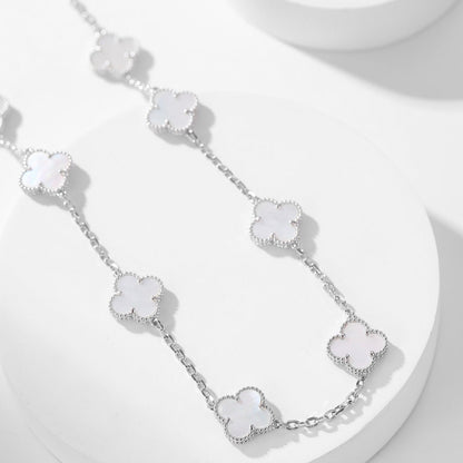 [Max Jewelry ]CLOVER 10 MOTIFS WHITE MOTHER OF PEARL NECKLACE