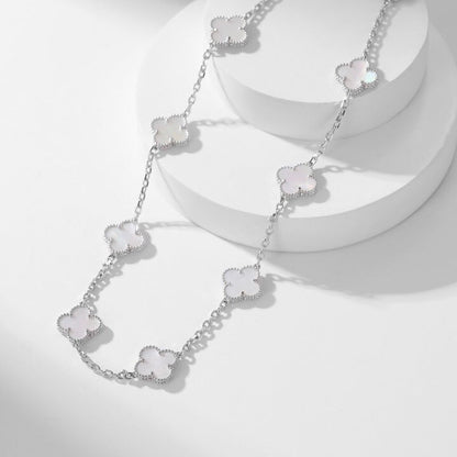 [Max Jewelry ]CLOVER 10 MOTIFS WHITE MOTHER OF PEARL NECKLACE