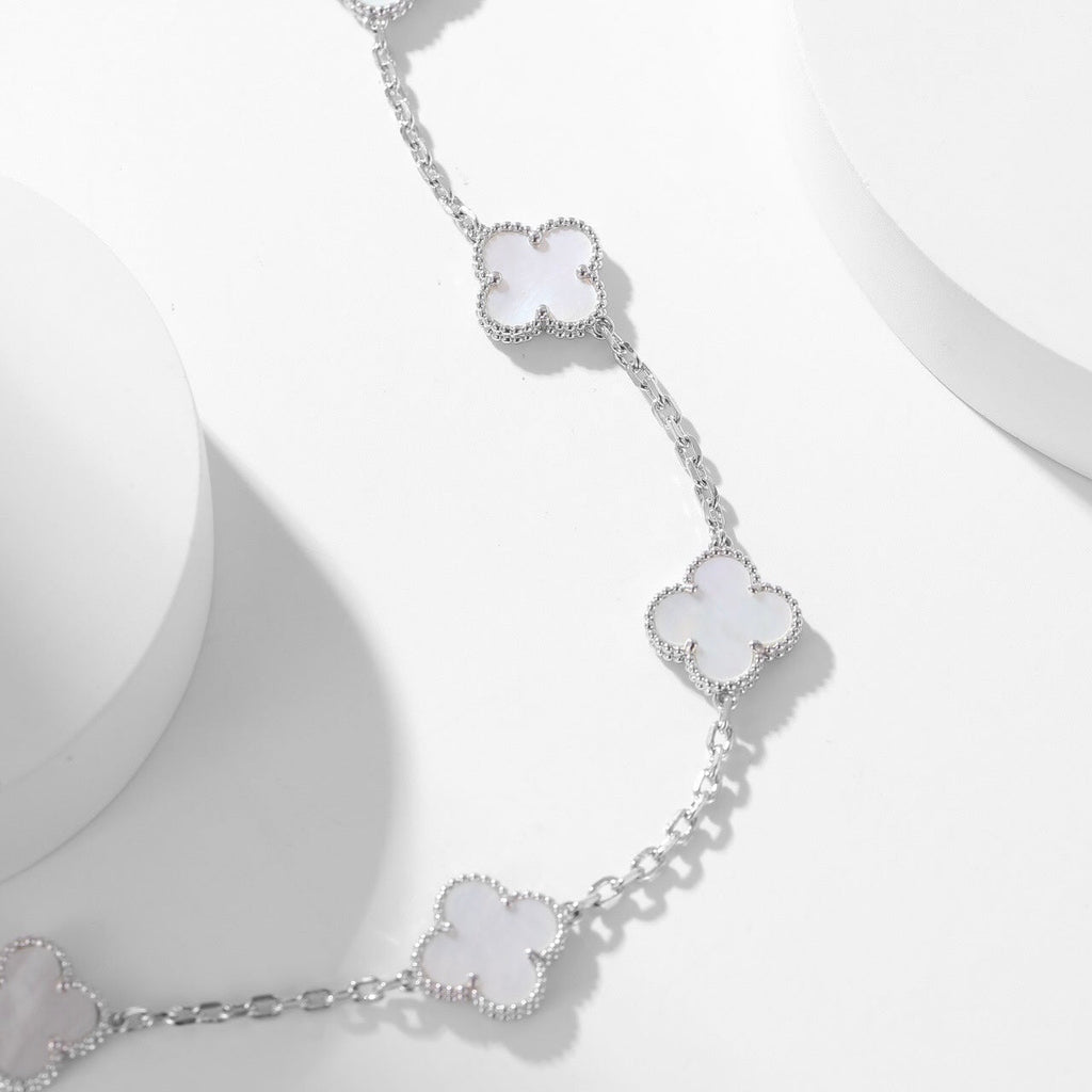 [Plus&Max]CLOVER 10 MOTIFS WHITE MOTHER OF PEARL NECKLACE