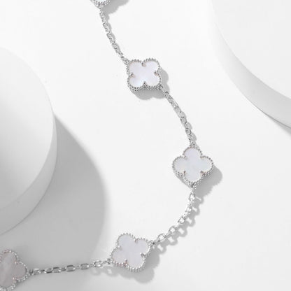 [Max Jewelry ]CLOVER 10 MOTIFS WHITE MOTHER OF PEARL NECKLACE