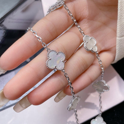 [Max Jewelry ]CLOVER 10 MOTIFS WHITE MOTHER OF PEARL NECKLACE