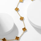 [Plus&Max]CLOVER 10 MOTIFS TIGER EYE NECKLACE