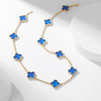 [Plus&Max]CLOVER 10 MOTIFS BLUE AGATE NECKLACE
