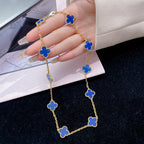 [Plus&Max]CLOVER 10 MOTIFS BLUE AGATE NECKLACE
