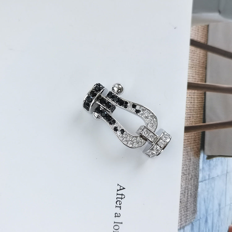 [Max Jewelry ]FORCE LARGE HORSESHOE BLACK WHITE DIAMOND BRACELET ROSE GOLD