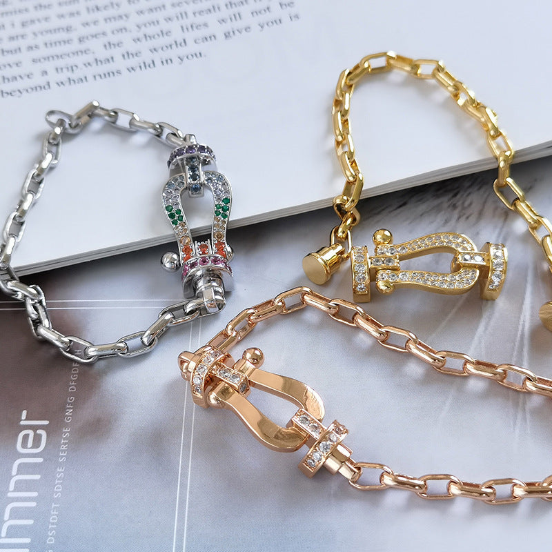 [Max Jewelry ]FORCE LARGE HORSESHOE CLASP  METAL BRACELET