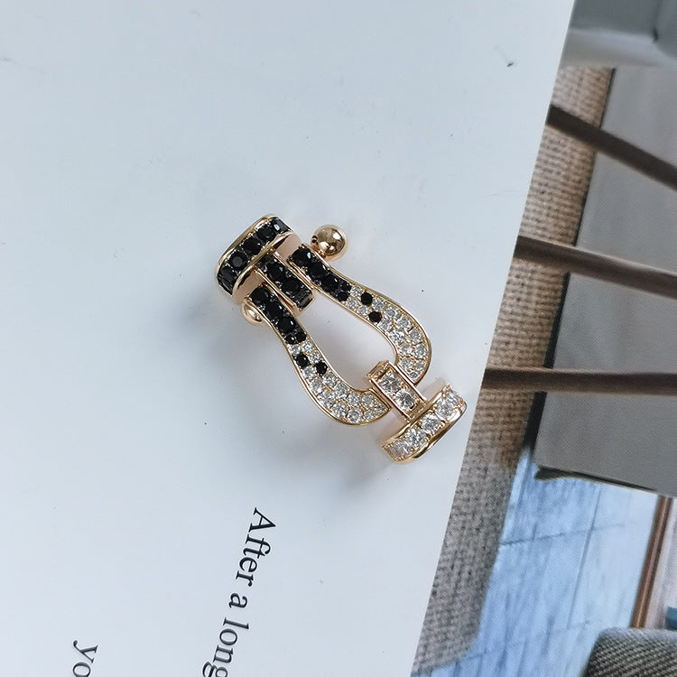 [Max Jewelry ]FORCE LARGE HORSESHOE BLACK WHITE DIAMOND BRACELET ROSE GOLD