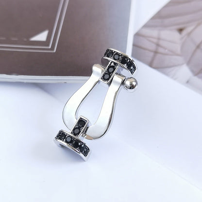[Max Jewelry ]FORCE LARGE HORSESHOE BLACK DIAMOND BRACELET SILVER