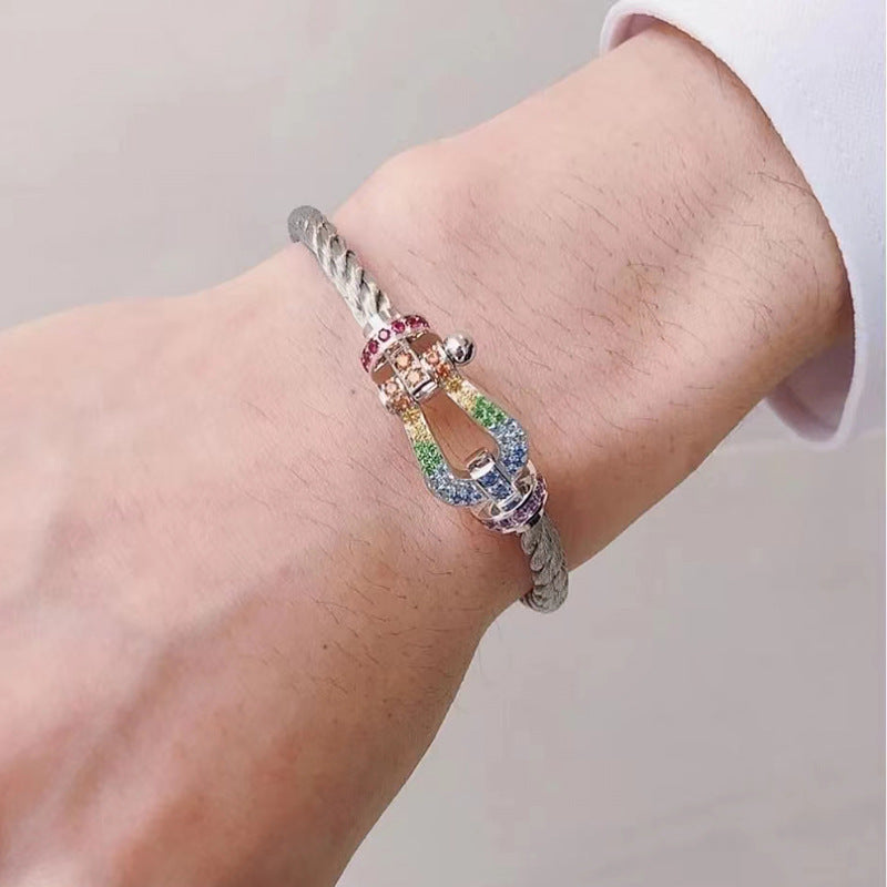 [Max Jewelry ]FORCE LARGE HORSESHOE  COLORED DIAMOND BRACELET ROSE GOLD