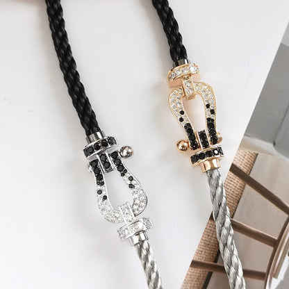 [Max Jewelry ]FORCE LARGE HORSESHOE BLACK WHITE DIAMOND BRACELET ROSE GOLD