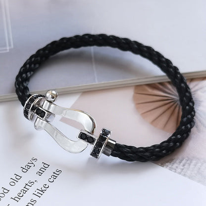 [Max Jewelry ]FORCE LARGE HORSESHOE BLACK DIAMOND BRACELET SILVER