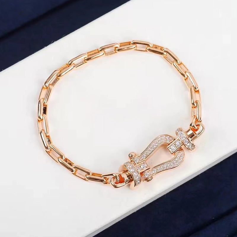 [Max Jewelry ]FORCE LARGE HORSESHOE CLASP  METAL BRACELET