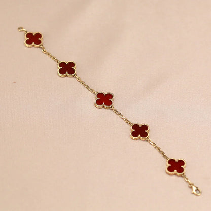 [Max Jewelry ] CLOVER 5 MOTIF RED CORNELIAN BRACELET COLLECTION