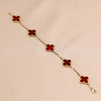 [Plus&Max]LUCKY CLOVER 5-MOTIF BRACELET - RED CARNELIAN COLLECTION