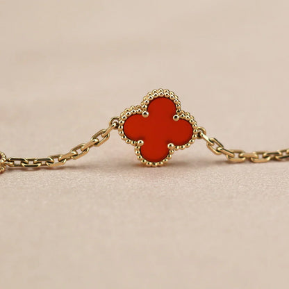 [Max Jewelry ] CLOVER 5 MOTIF RED CORNELIAN BRACELET COLLECTION