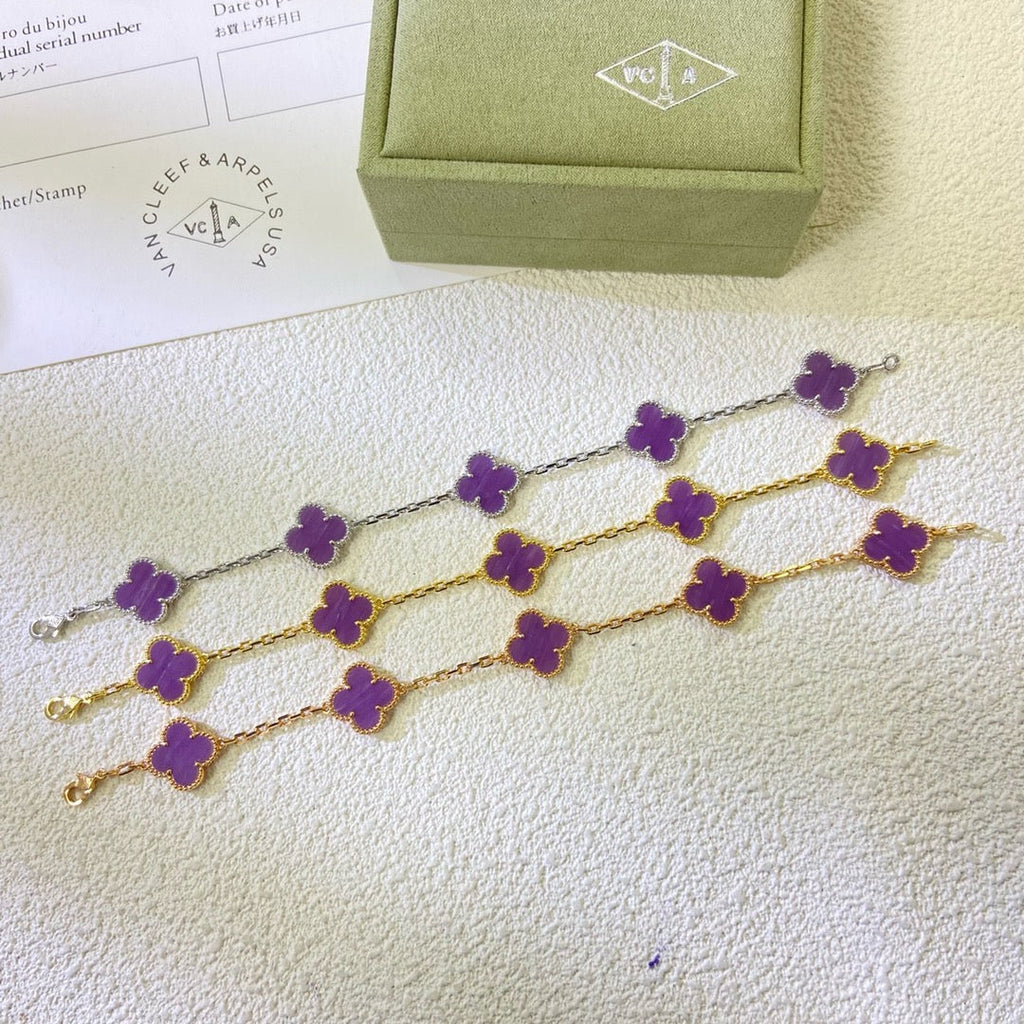 [Plus&Max]CLOVER  5 MOTIFS  PURPLE VIOLET BRACELET