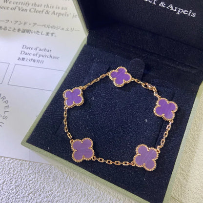 [Max Jewelry ] CLOVER 5 MOTIF VIOLET BRACELET COLLECTION