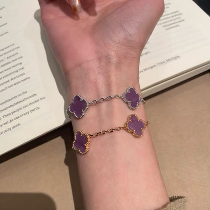 [Max Jewelry ]CLOVER  5 MOTIFS  PURPLE VIOLET BRACELET