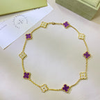 [Plus&Max]CLOVER 10 MOTIFS  PURPLE VIOLET DIAMOND NECKLACE