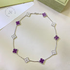 [Plus&Max]CLOVER 10 MOTIFS  PURPLE VIOLET DIAMOND NECKLACE