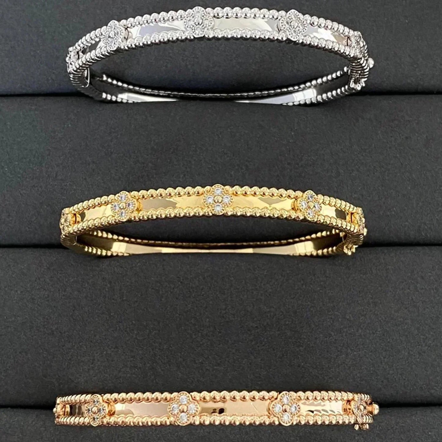 [Max Jewelry ]CLOVER BRACELET 4MM DIAMONDS