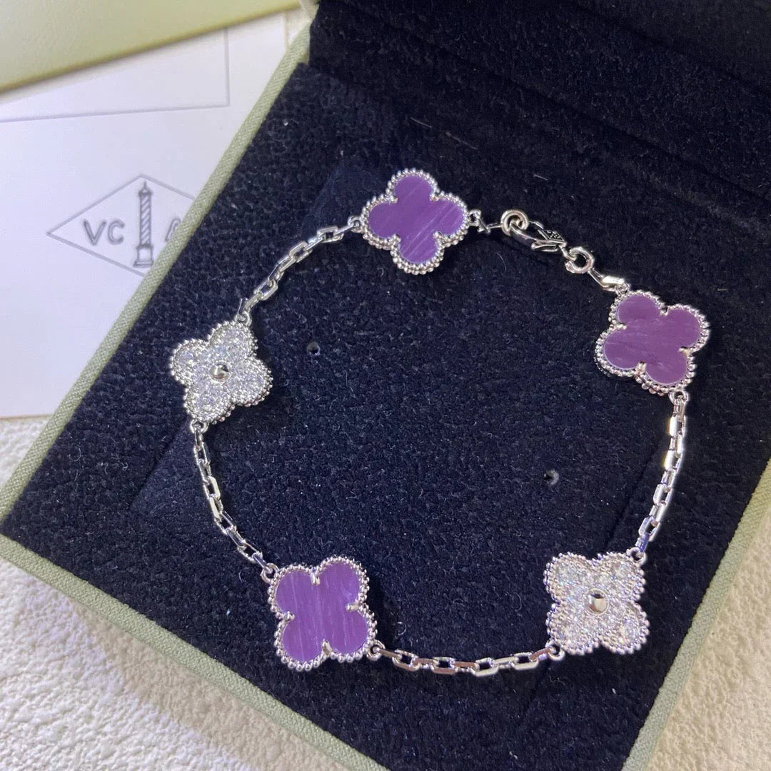 [Max Jewelry ] CLOVER 5 MOTIF VIOLET BRACELET COLLECTION