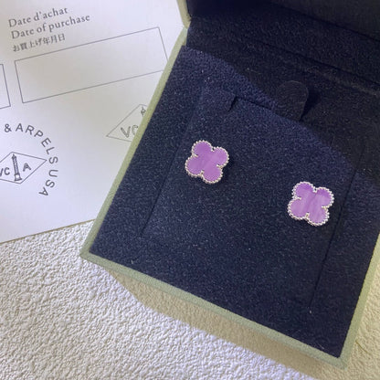[Max Jewelry ]CLOVER MINI 9.5MM  PURPLE VIOLET EARRINGS