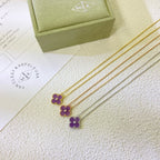 [Plus&Max]CLOVER 15MM DIAMOND  PURPLE VIOLET NECKLACE