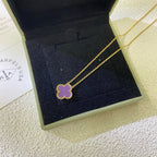[Plus&Max]CLOVER 15MM  PURPLE VIOLET NECKLACE