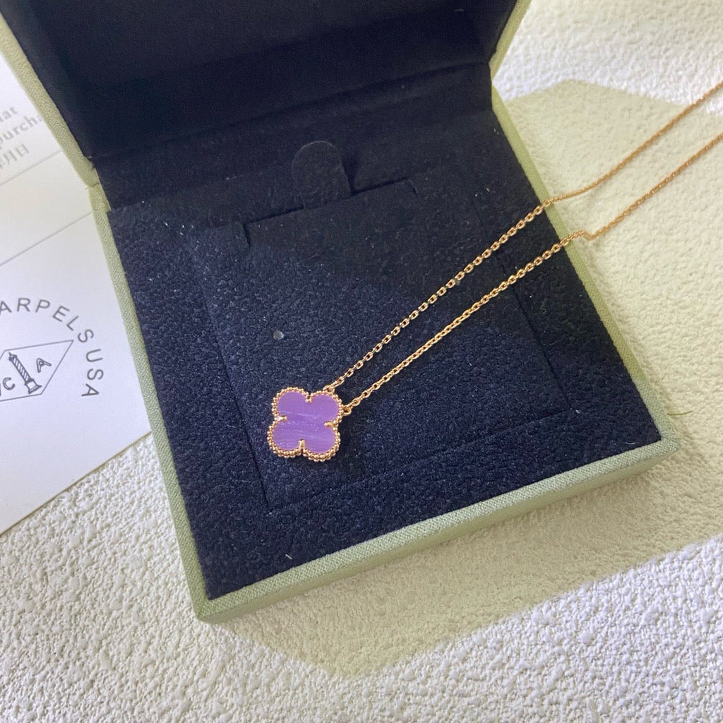 [Plus&Max]CLOVER 15MM  PURPLE VIOLET NECKLACE
