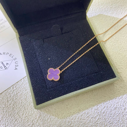 [Max Jewelry ]CLOVER 15MM  PURPLE VIOLET NECKLACE