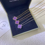 [Plus&Max]CLOVER 15MM  PURPLE VIOLET NECKLACE