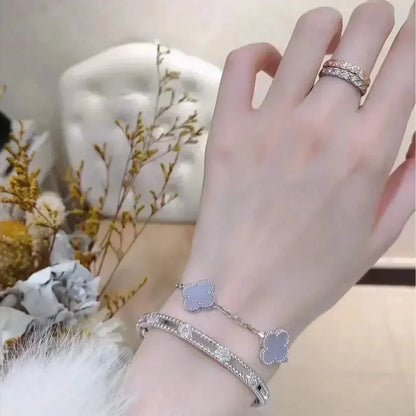 [Max Jewelry ] CLOVER 5 MOTIF PURPLE CHALCEDONY BRACELET COLLECTION