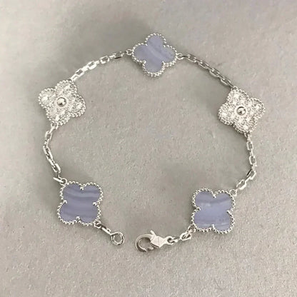 [Max Jewelry ] CLOVER 5 MOTIF PURPLE CHALCEDONY BRACELET COLLECTION