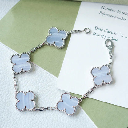 [Max Jewelry ] CLOVER 5 MOTIF PURPLE CHALCEDONY BRACELET COLLECTION