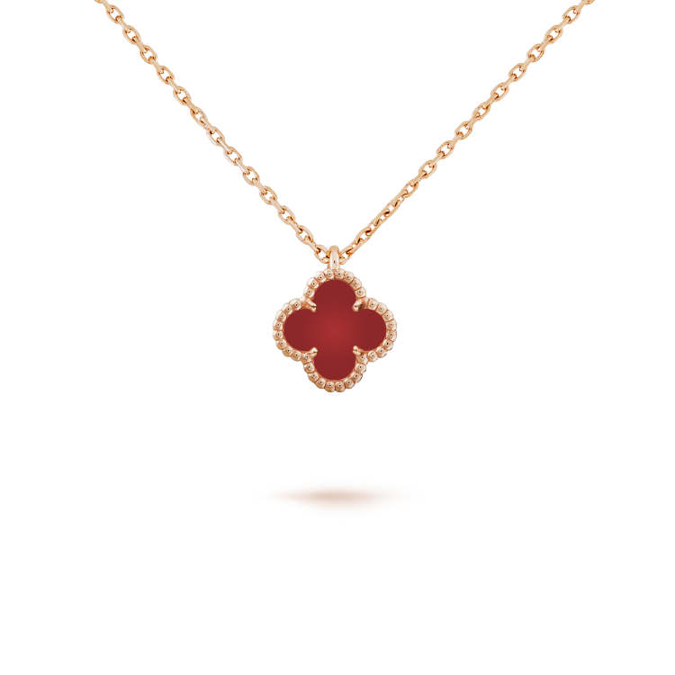 [Max Jewelry ]CLOVER MINI 9.5MM WHITE CARNELIANS NECKLACE