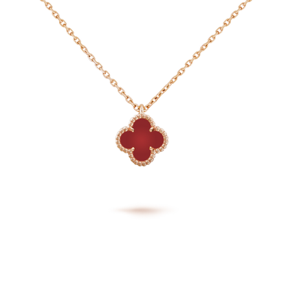 [Max Jewelry ]CLOVER MINI 9.5MM WHITE CARNELIANS NECKLACE