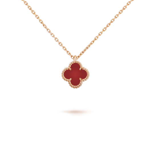 [Max Jewelry ]CLOVER MINI 9.5MM WHITE CARNELIANS NECKLACE