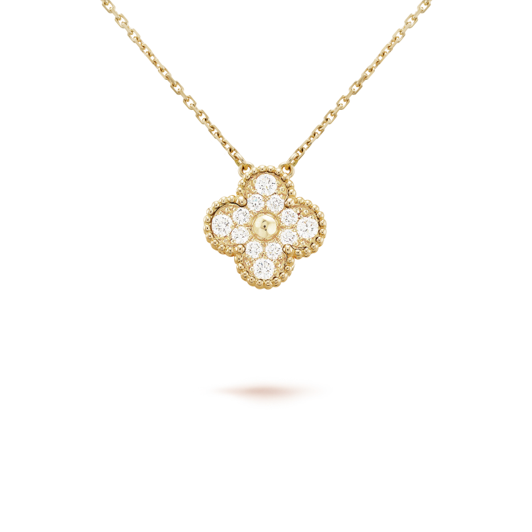 [Max Jewelry ]CLOVER 15MM DIAMOND SINGLE FLOWER NECKLACE