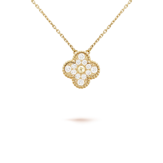 [Max Jewelry ]CLOVER 15MM DIAMOND SINGLE FLOWER NECKLACE